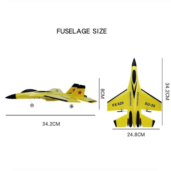 Otwoo Su 35 Avion Rc Fjärrkontroll Flygplanskontroller Su-35 Fighter Model Plane Kids [DB] Yellow