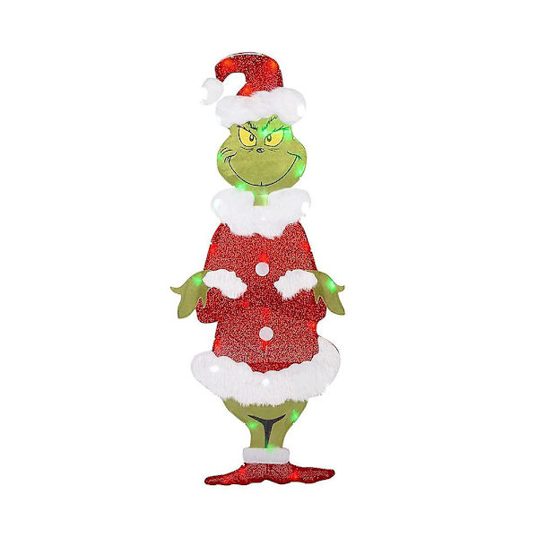 Grinch Julbelysning Dekoration Trädgård Gräsmatta Utomhus Gräsmatta Grinch Skylt Med Pinnar Jul Semester Ornament [DB] A