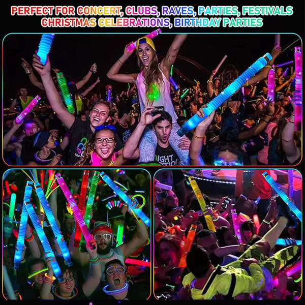 2023 Uusi, 6 kpl Fidget Pop Tube -leluja aikuisille Venytä putki Sensorinen lelu LED-valo lapsille Db Multicolor 12pcs