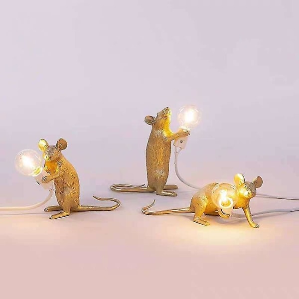 Hiiri Pöytälamppu Pohjoismaiset eläinlamput Olohuone Ruokailuhuone Makuuhuone Vaatekauppa Sarjakuva Mouse Resin Pöytävalaisin Vwy [DB] gold mouse lying down