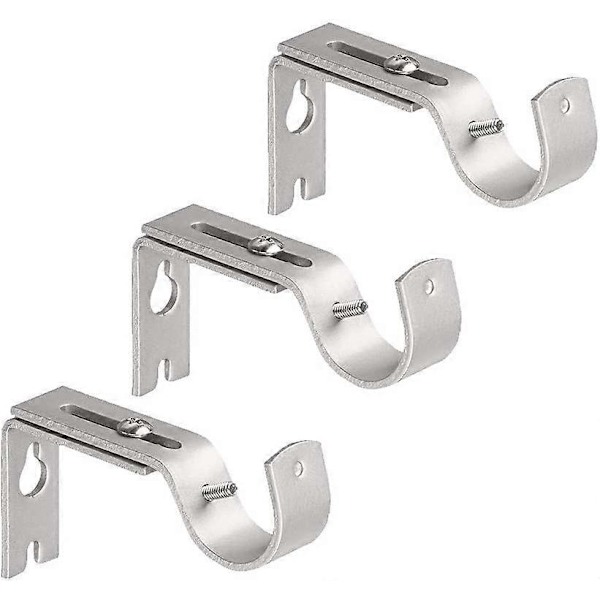 Justerbart gardinstångsfäste, satinnickel, 3-pack, silver. [DB]