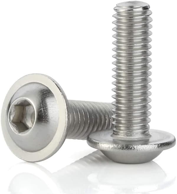 M5 X 12 Mm Flanged Button Head Socket Cap Screws, Rustfrit Stål 18-8 (304), Fuldt Gevind, Allen Socket Drive, Mængde 100  [dB}