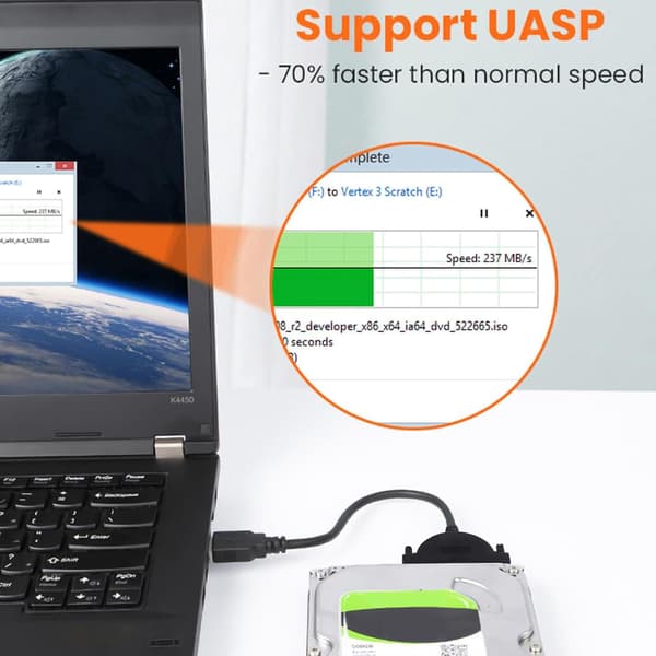 Harddiskabel, bærbar drevkabel USB-konverter, voksne studerende dataoverførselsværktøj computerbrug til sovesal, forretning, rejser, møde[DB]