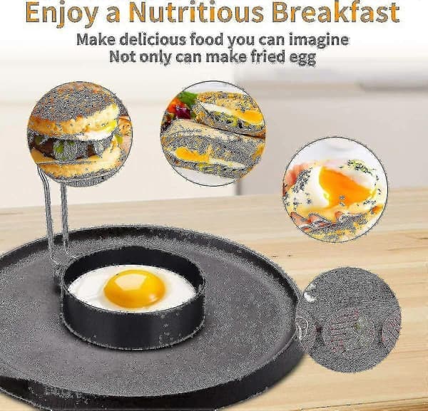 2-pakning eggring, non-stick eggringer, posjerte eggringer, eggstekeringer [DB]