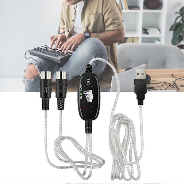 Adapterkabel USB IN-OUT MIDI-gränssnittskabelkonverterare till PC-musikklaviaturkonverterarkabel för Comp [DB]