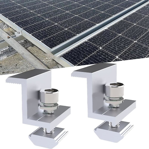 12-pack 30mm solpanelmonteringssadlar, aluminium solpanelhållare, Z-fäste med muttrar och skruvar, för solcellspanelmonteringsskena, justerbar Pv