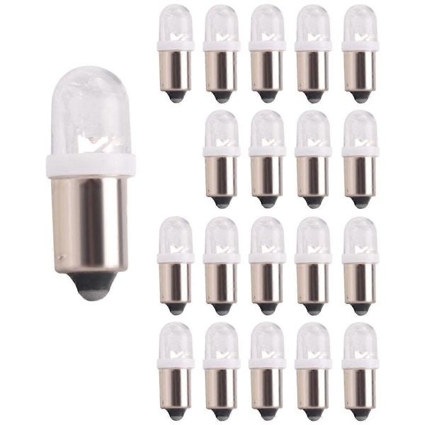 20 stk BA9S 1895 H6W 53 57 Bajonett LED Lyspærer for Bil Kartlys 12V Hvit db Silver