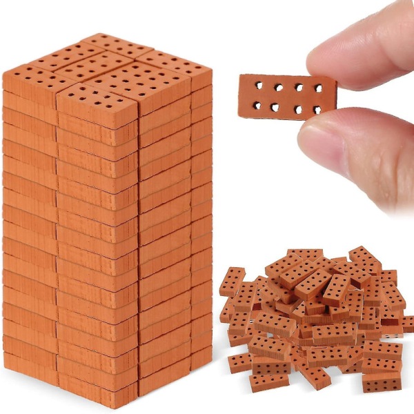 50 stk Mini Mursten Miniature Mursten Tiny Mursten Model Mursten Bygge til DIY Dukkehuse Have Ornament Hjem Dekoration, 0,79 X 0,39 X 0,2 Tommer Db
