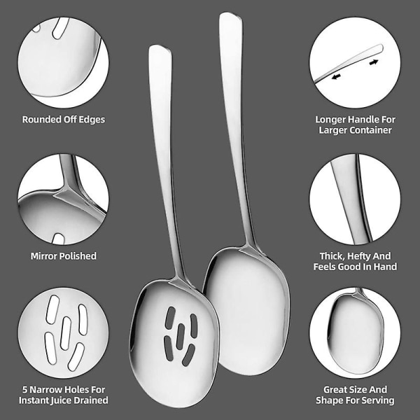 Serveringsskedar Set, 10 tum Spårad Sked Och Serveringssked, Skedar Silverware, Matlagningssked, Past [DB]