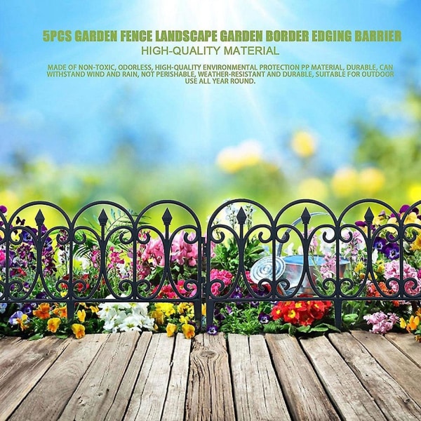 5 stk. dekorativt havehegn rustfrit jern landskabstråd foldbart hegn kant terrasse blomsterbed dyrebarriere