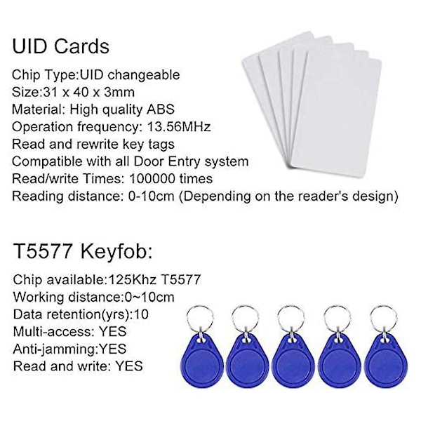 RFID- ja NFC-kopioija, avaimenperä- ja älykortinlukija ja -kirjoitin, 13,56 MHz, salattu ohjelmoija, USA {db} black