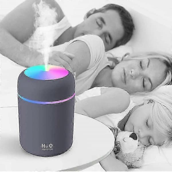 Farverig cool mini-luftfugter med 300 ml vandtank grå[DB]