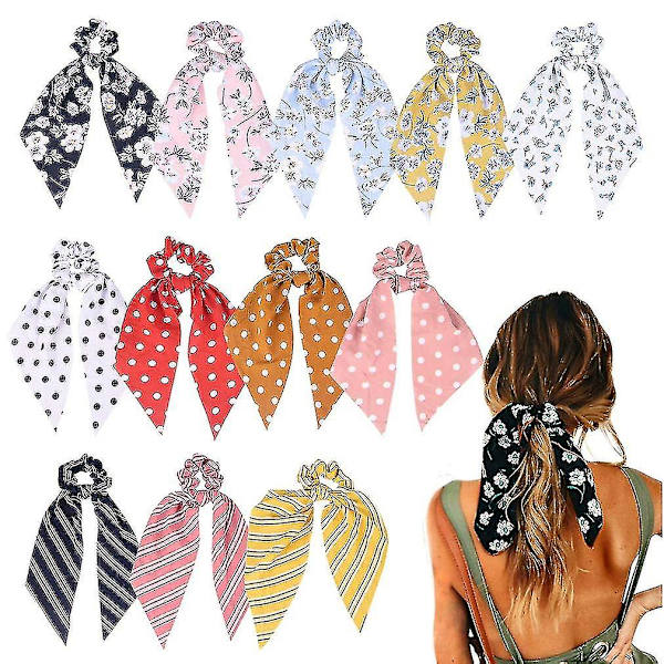 12 stk. hårbåndshårskrunchies chiffon blomsterhårbånd båndskrunchie dB