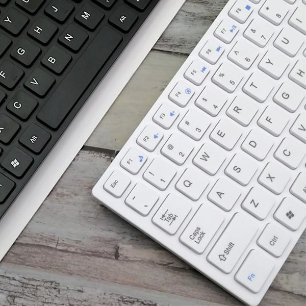 2,4 GHz Trådlöst Tangentbord och Musset 1000dpi Tyst Ultratunt Spelkontroller Kontorsmöss db White