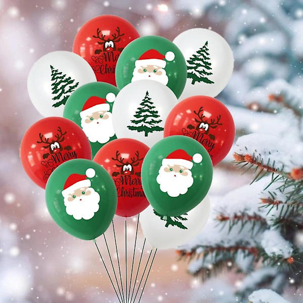 1 Set Konfettiballonger Glad Jul Tryck Lätt att Hänga Emulsion Jultomte Girlang Ballonger [DB] 3