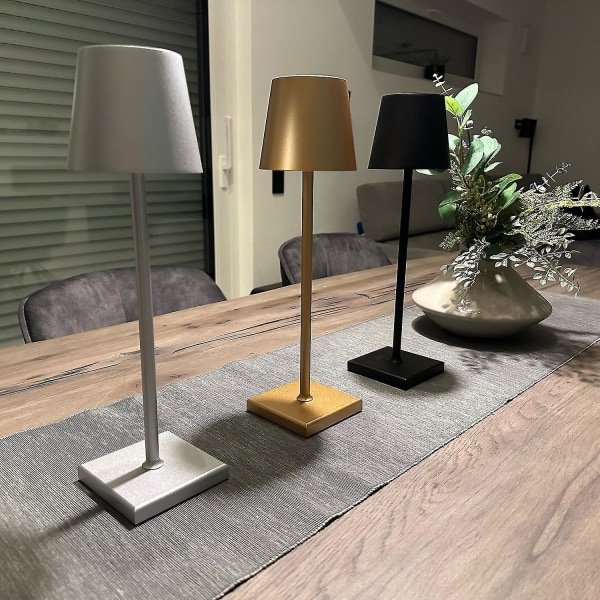 Led-pöytälamppu Type-c 5200mah akku langaton ladattava Ip54 vedenpitävä ylellinen yöpöydän huoneen sisustus Led-valot kodin sisustus [DB] Gold Mini Iron