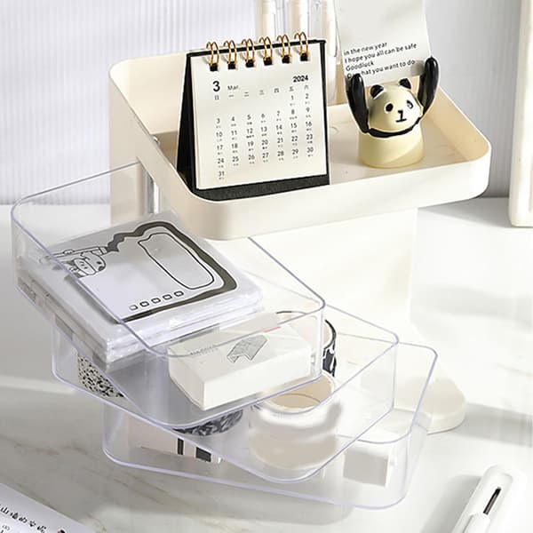 Makeup- og hudplejearrangør, lagdelt makeup-arrangørboks, kosmetikboks, desktop makeup-arrangør, lagdelt makeup-arrangørboks til Versa[DB] White
