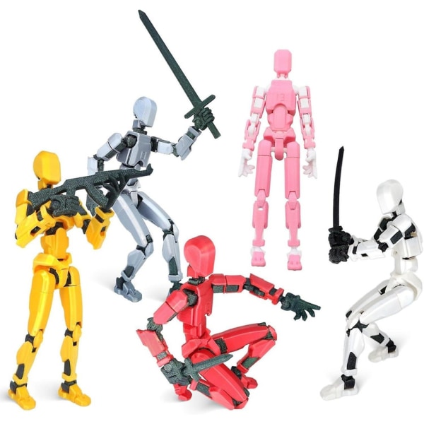 T13 Actionfigur, T13 Actionfigur, Actionfigurer med flere led, 3D-print af bevægelige figurer Db Pink