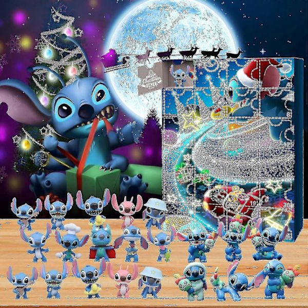 Lilo & Stitch Tegneseriefigurer Julekalender 24 stk Tegneserieleker Ornament Nedtelling Kalender-sz3 BD A