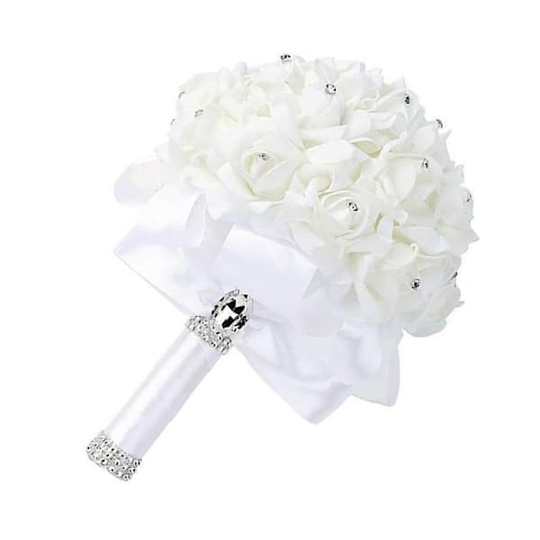 Kunstig brudebuket bryllupsblomster blomsterdesign til dekorationsceremoni 1 stk [DB]