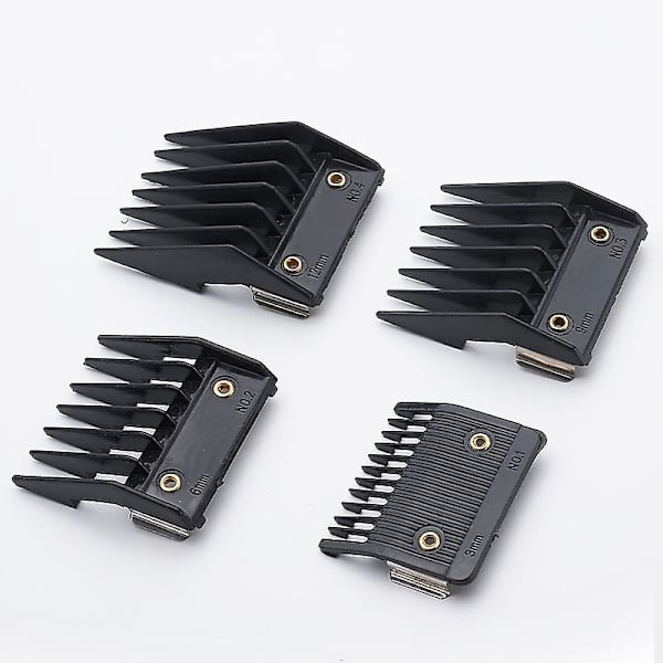 4-delars kamset för Wahl med metallbaksida skärguide 3mm 6mm 9mm 12mm db Black