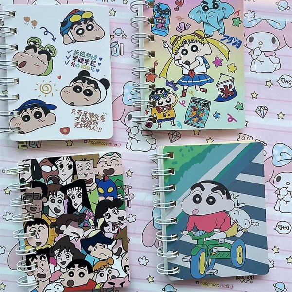 4st/ set Kawaii Mini Notepad Sanrio Kuromi My Melody Cinnamoroll Cartoon Portable Creative Pocket Coil Dagbok Present för tjejer [DB] 4pcs-set 4