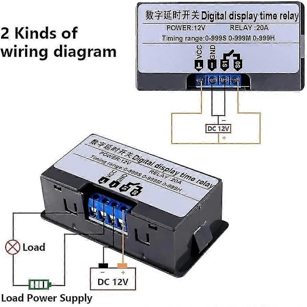 12v Tidsrelæ 12 Volt Timer Relæ Udendørs 10a Digitalt Slukke-relæ Justerbar Gave db