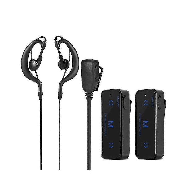 2 stk. Mini Walkie Talkie 400-470mhz 2-vejs Radio 3w Transceiver Ørestykke Headset Ørevarmer USB Drevet [db] Black