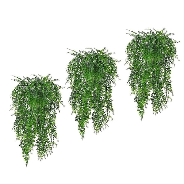 Kunstige hængende planter, kunstige grønne planter i plast, pakke med 3