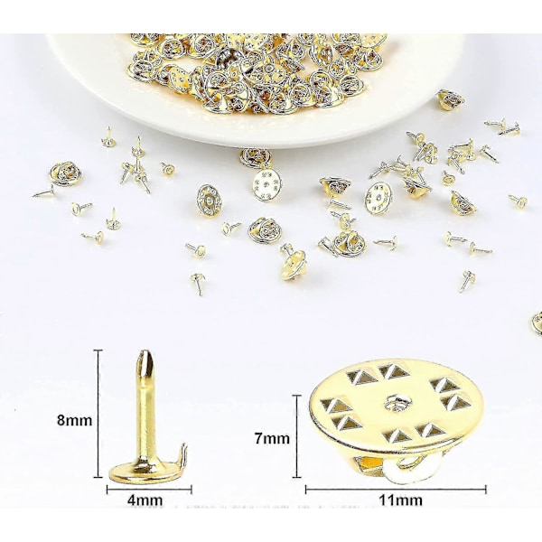 120 Par Butterfly Clutch Tie Tacks Nålryggar Kompatibla med 8 mm Långa Tomma Stift för Hantverk (Silver) db Gold