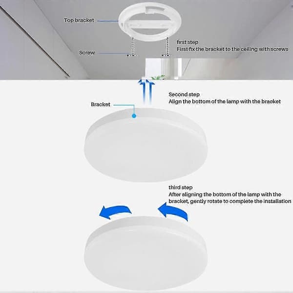 LED loftlampe med 12W bevægelsessensor, lyd- og lysstyring, induktionsloftlampe [DB]