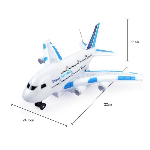 Flygplansleksaker för barn - Airbus-fjärrkontroll Flygplansleksak, med blinkande ljus och realistiskt jetmotorljud, lämplig för barn i åldern 3-12 db