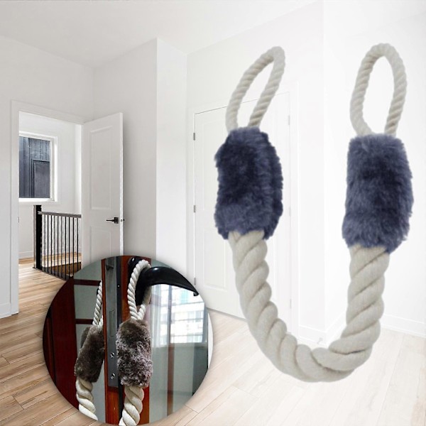 Dørhåndtak Trekktau Anti-Klype Stropper Stopper Multifunksjonell Hund Fingerbeskytter Dørtau for Soverom Stue db blue 60cm