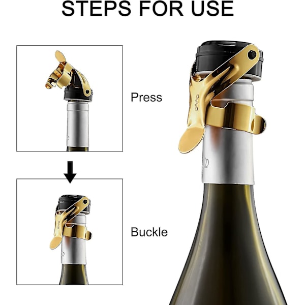 Champagnestopper, 2 st Rostfritt Stål Champagneflaskpropp För Cava Prosecco Mousserande Vinpropp TY [DB] Gold 2pcs