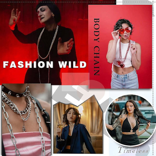 Boho Body Chain Lagdelt Kobber Perle Rhinestone Midjekjede Strand Body Tilbehør Justerbar Smykker For Kvinner Og Jenter Sølv