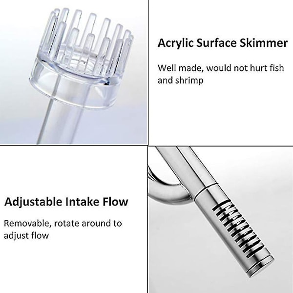 Lily Pipe Rustfrit Indløbs- og Udløbsfilter i Rustfrit Stål til Akvarium med Planter og Fisk [dB} With Surface Skimmer