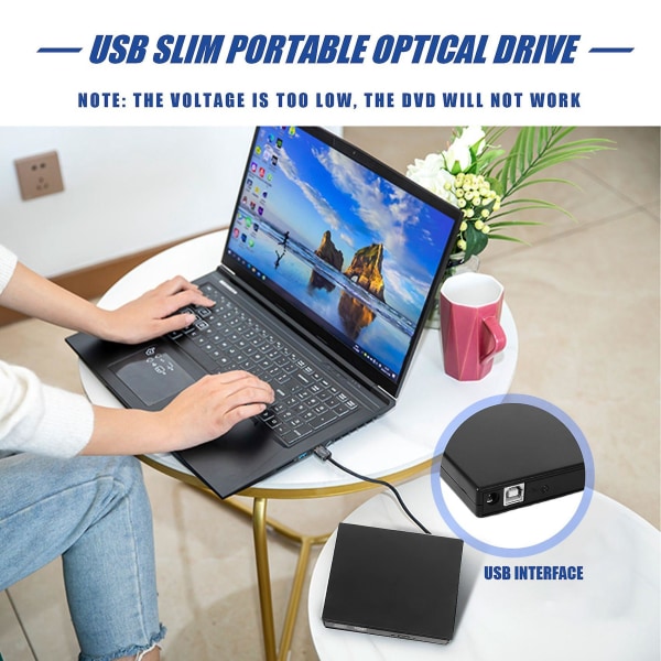Universal Car Usb 2.0 bærbar ekstern Ultra Speed ​​CD-rom DVD-spiller Drive Car Disc-støtte for bærbar PC Stasjonær