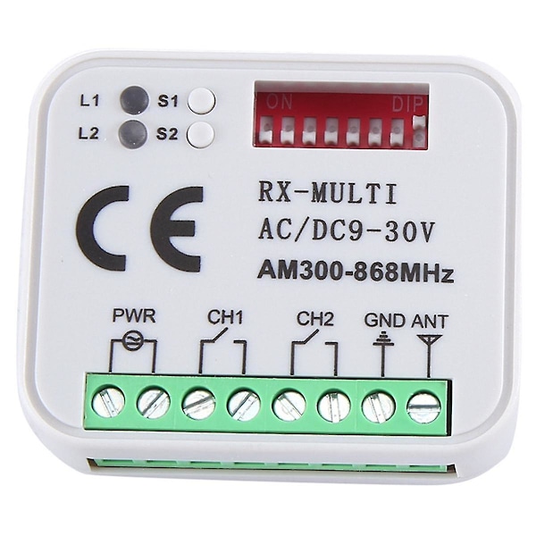 Universal RX Multifrekvens 300-868MHz Mottagare 2CH 12V 24V Relämodul Garageportsfjärrkontroll 433.92MHz 868MHz [DB] As shown