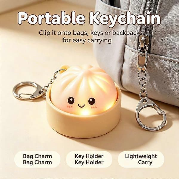 Lysende Dumpling Fidget Clicker Nøglering, Taktil Feedback Sød Tryklegetøj, Kompakt Dekompressions Tilbehør til Kontor, Rejser, Voksne og H[DB] 1 set