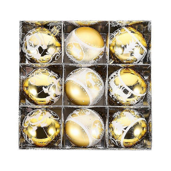 9 stk Julepynt Kuler Henger Juletrær Kuler Julekuler {DB} Golden