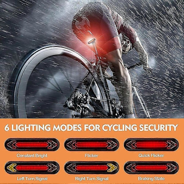 Cykelbaklykta med Blinkers/Fjärrkontroll Laddningsbar LED-Cykelbaklykta, Säkerhetscykling DB black