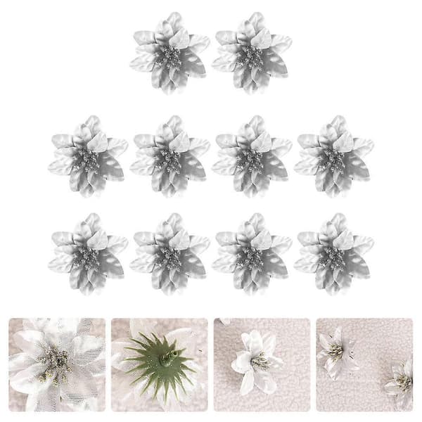 Julekunstblomst 10 stk. kunstig juledekorationsblomst til fest [DB]
