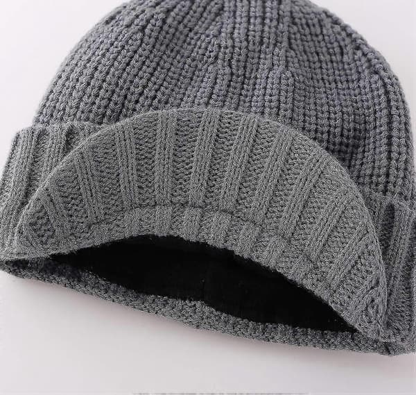 Mænds Vinter Strikket Visir Hat Udendørs Tyk Spids Beanie Hat DB Light Grey One Size