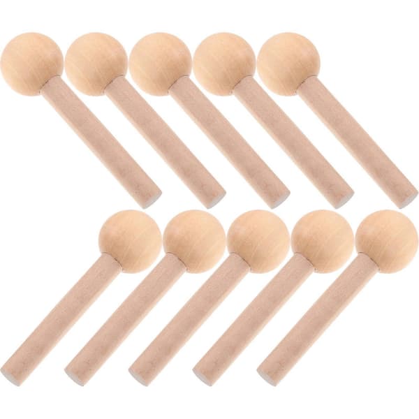 Trepinner Tre Runde Kulepinner for DIY-bruk 10 stk Lys Gul[DB]
