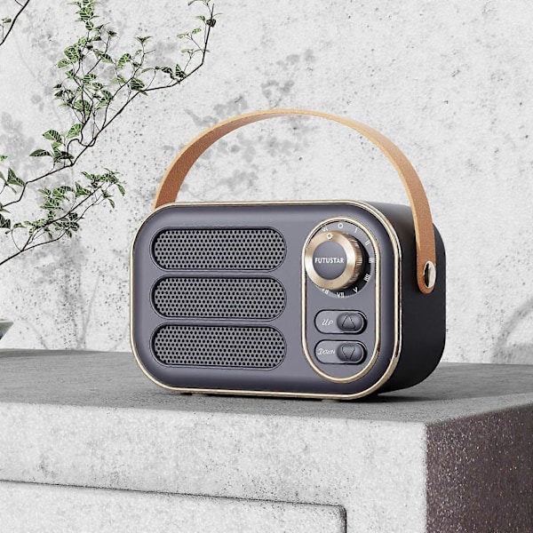 Monitoiminen Mini Kannettava FM-Radio Bluetooth-Kaiutin USB TF AUX Sisä- Ulkokäyttöön Retro-Design Langaton Kaiutin Gray