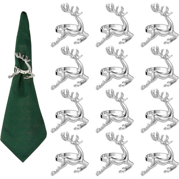 Påske rensdyr servietringe sæt med 12 - Sølv servietringholdere til bryllup