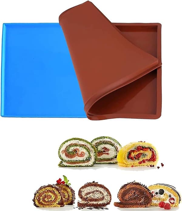2 stk. kakerullmatte - Gjenbrukbar silikon sveitsisk rullbrett for baking