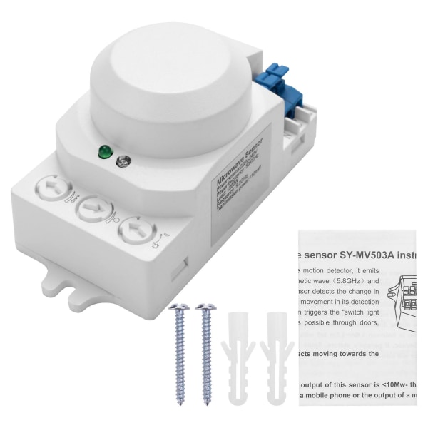 5,8 GHz Hf-system LED-bevegelsessensor Lysbryter Kroppsbevegelsesdetektor, hvit