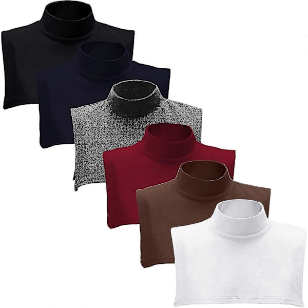 Falsk Rullekrave Dickey Aftagelige Kraver Sæt Halv Top Mock Blouse Krave Til Kvinder Mænd [DB] Black