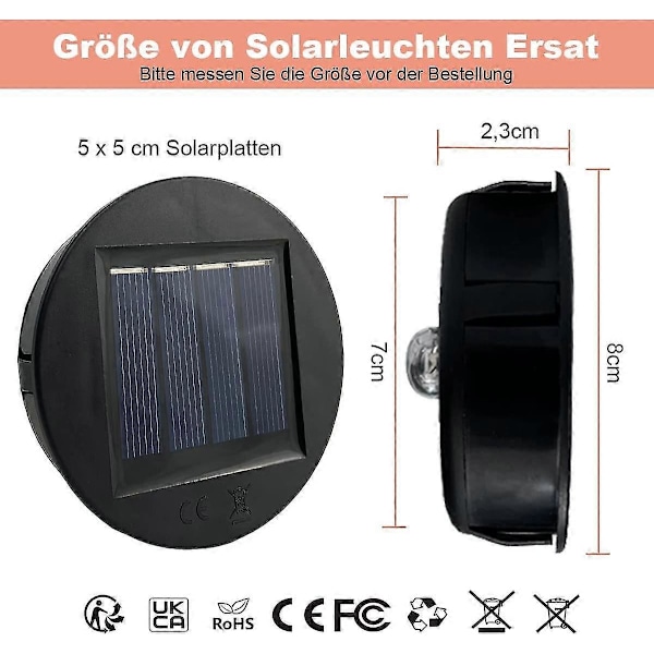 2 pak 8 cm diameter reservedele til solcellelamper [DB]
